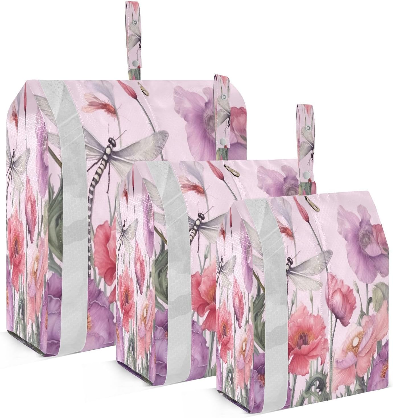Neasatuwa 3 Set Watercolor Dragonflies Travel Packing Organizers Waterproof Lightweight Organizer for Travel Accessories Luggage