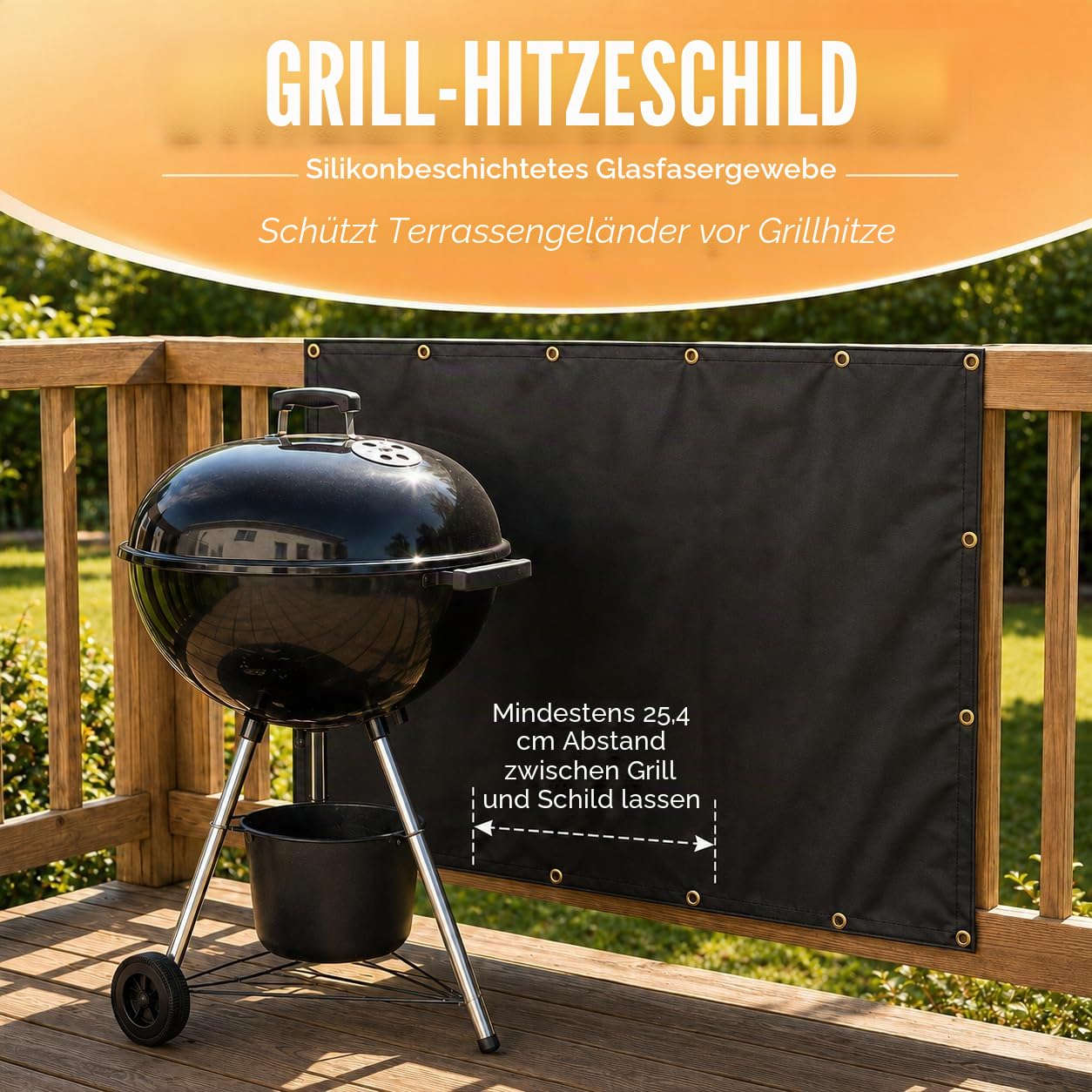 Hitzeschild hinter dem Grill, Hitzeschutzmatte für Wand, Deckzaun, Geländer, Grill und Kühlschrank, robuste feuerfeste Abdeckung und Bildschirmschutz, Deckgeländer vor Grill, 1,5 m x 2,4 m
