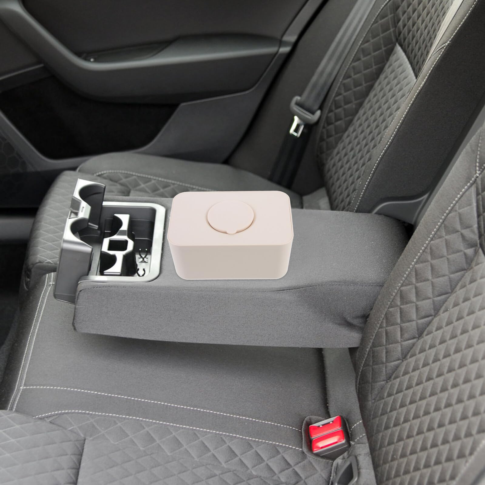 Silikon Feuchttücherbox mit Deckel, Beige, Große Kapazität | Aufbewahrungsbox für Haushalt und Auto, 1 Stück, Praktische Lösung zum Ordnen von Tüchern