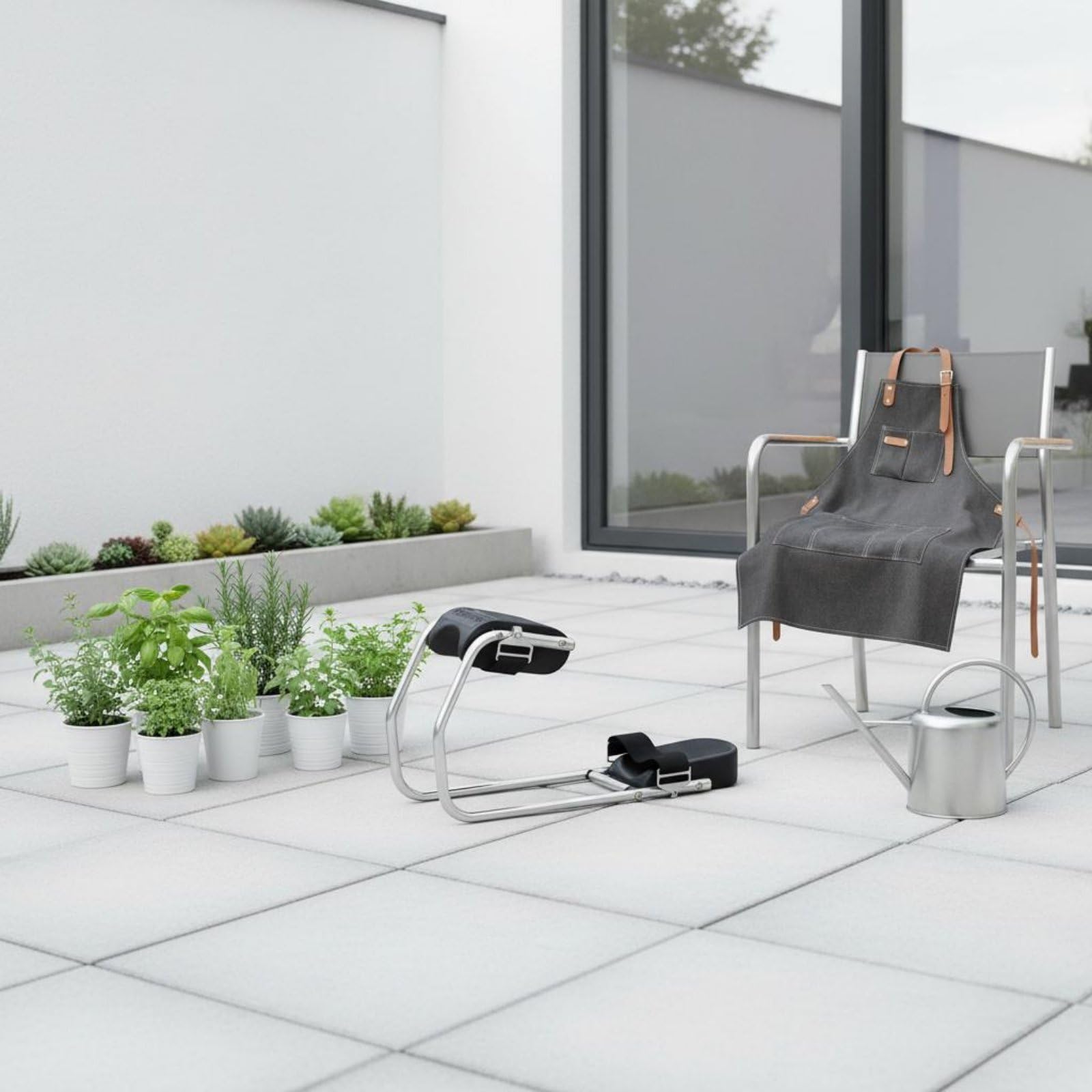 Homyl Ginocchiera da Giardino Sgabello Sedile con Struttura in Acciaio Inox E Superficie Imbottita 2 in 1 per Piantare Diserbare Potare Adatta a Anziani Orto Cortile Prato