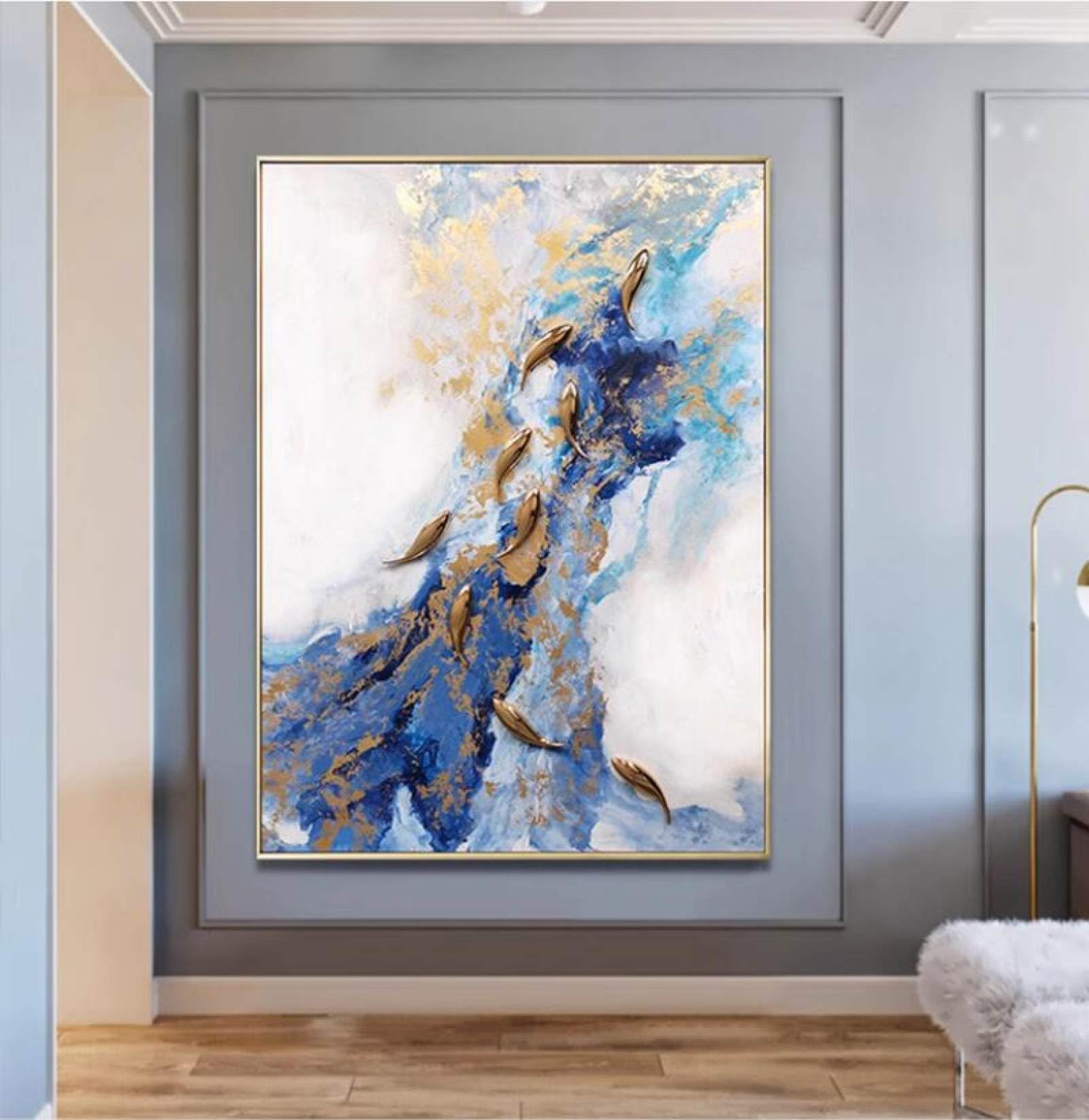 Peinture poisson abstrait moderne pour sublimer la cage d'escalier