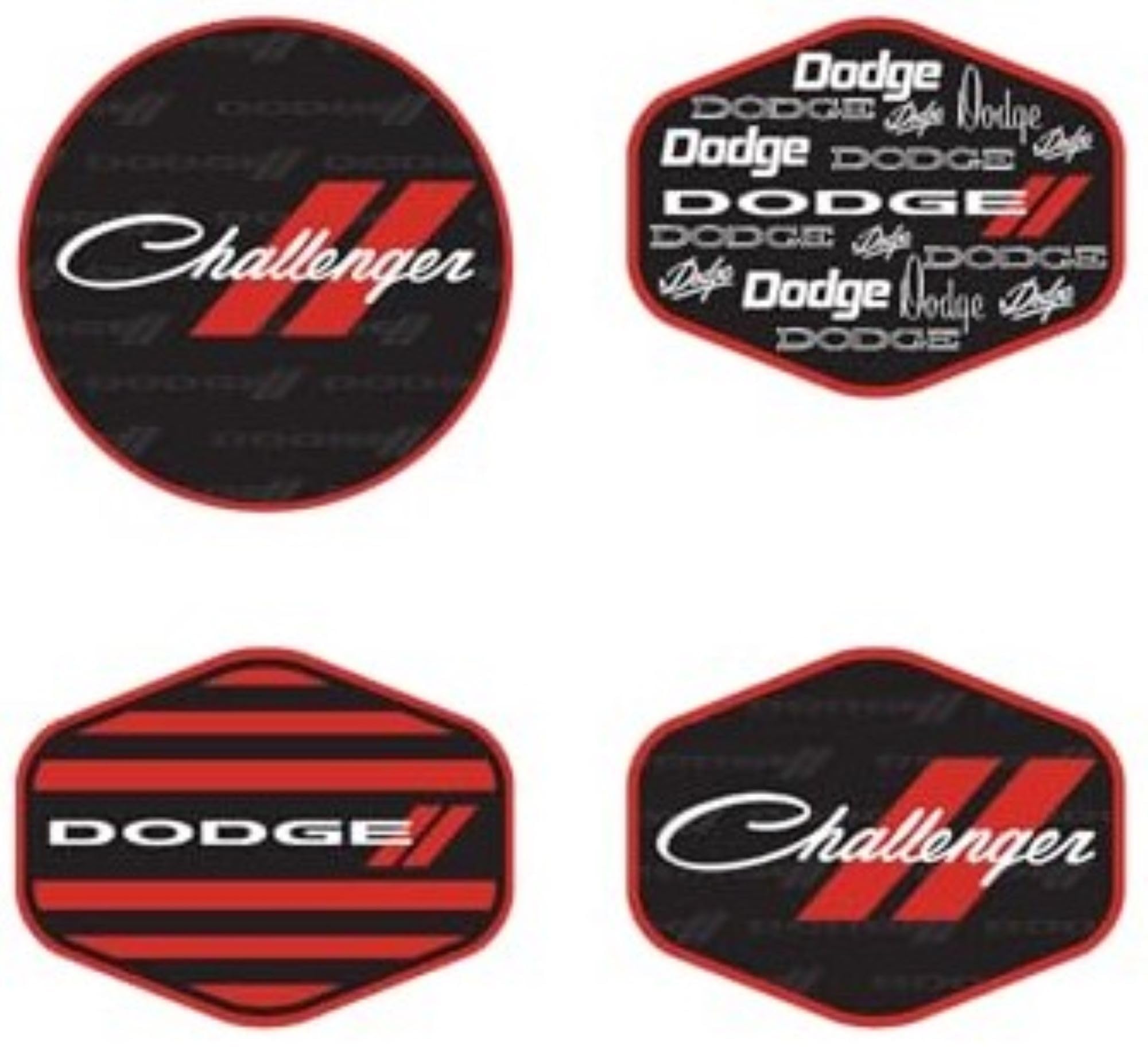 Detroit Shirt Company Dodge Screen Printed Challenger Vinyl Sticker 4 Assorted Stickers - Ideal for Laptop Computer Bumper Car Truck Van SUV Window Wall Automotive Decal
