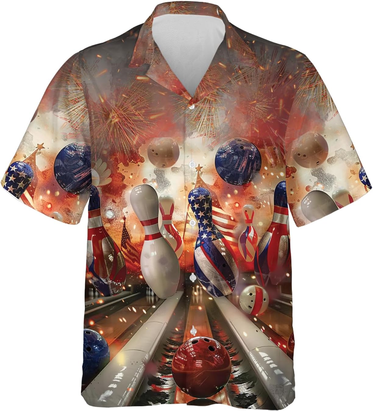 Bowling Ball Men Hawaiian Shirt - Funny Bowling Linen Button Down Beach Shirts (TU-HW_87)