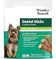 Vista 12 de Marca Yaxa – Wonder Bound Palitos dentales con sabor a pollo para perros grandes (más de 30 libras), forma de 6 crestas para control de placa