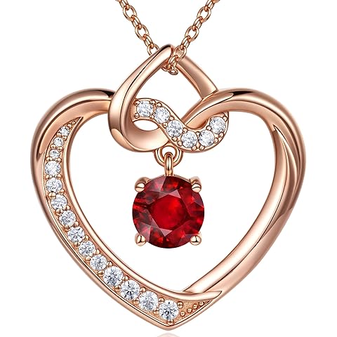 Heart Birthstone Necklaces Gifts for Women Wife, Jewelry for Women Wedding Anniversary Birthday Gifts for Wife Girlfriend Mom Christmas Valentines Gifts S925 Sterling Silver
