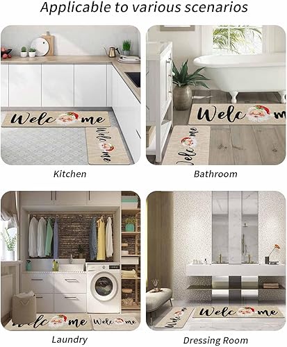 Miniatura 6 de Tapete de baño de Santa para bañera, antideslizante, de secado rápido y absorbente, tierra de diatomeas, fregadero de ducha para dormitorio, cocina,