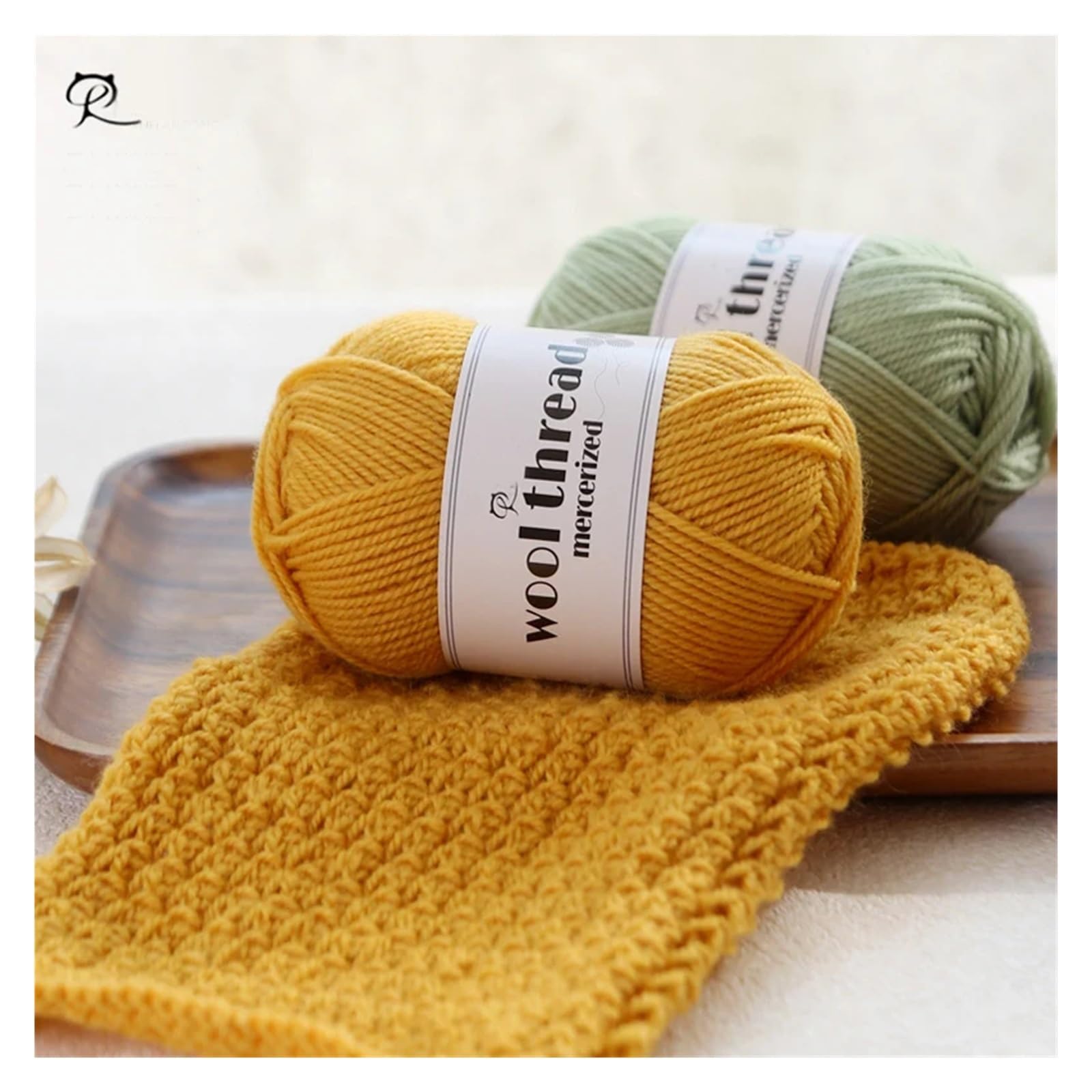 Hilo para ganchillo 6 piezas 300g hilo de lana hecho a mano otoño e invierno cálido suéter sombrero bufanda bola(17 Green Beans)