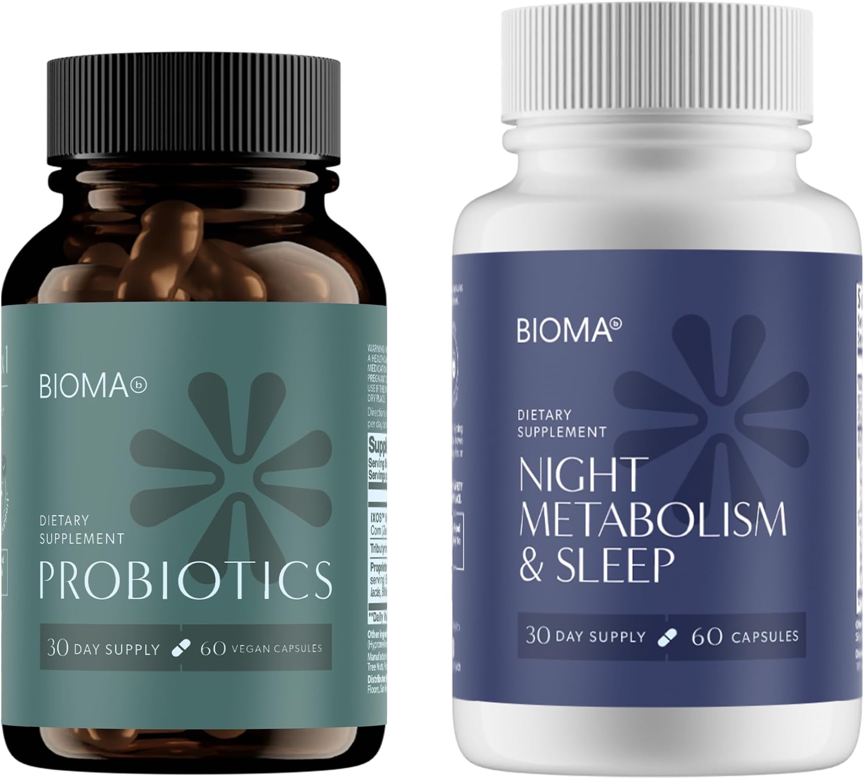 BIOMA Digestive Health & Night Metabolism Bundle โ Probiotic Gut Support + Sleep & Metabolism Formula โ Promotes Healthy Digestion, Energy Balance & Restful Sleep โ 2-Pack (30-Day Supply Each)