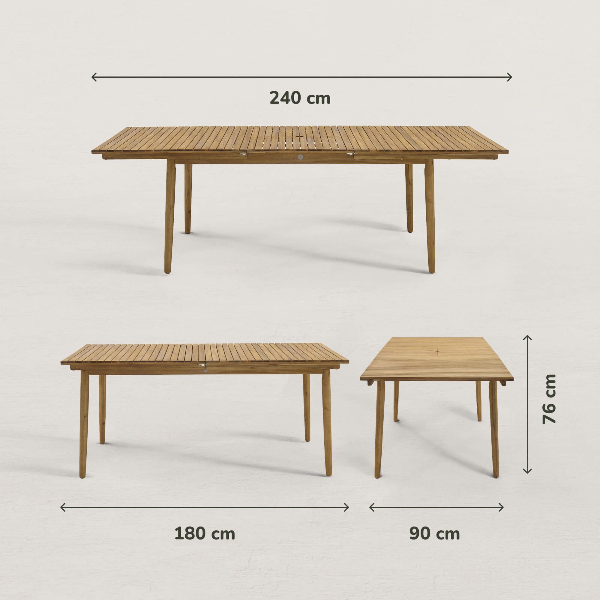 Tavolo da giardino allungabile in legno 180-240 cm Jules - 8/10 pers.