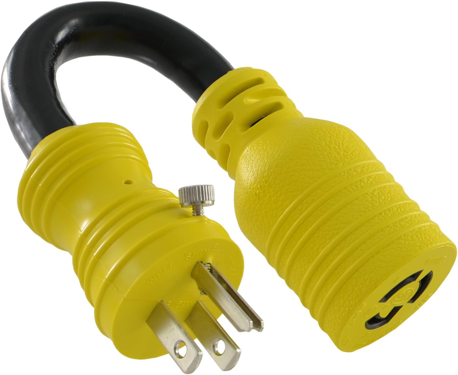 Conntek 30111-BK Locking Adapter U.S. 3 Prong Male Plug To 15 Amp Locking Female Connector NEMA 5-15P to NEMA L5-15R Black