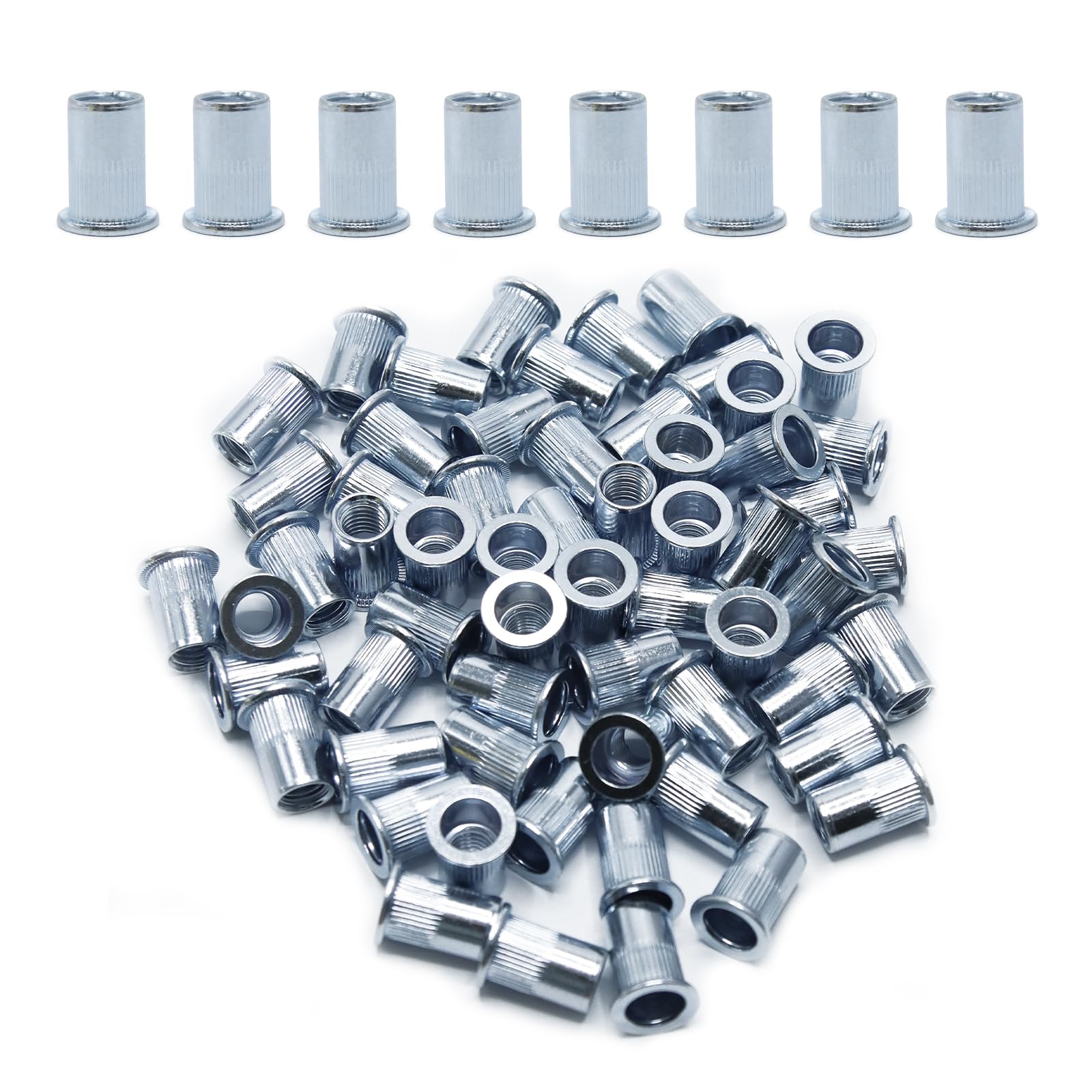 Assortiment D'écrous à Riveter En Acier Carbone Plat Filetage Métrique M3/M4 /M5/M6/M8/M10/M12 (M5 100 Pièces