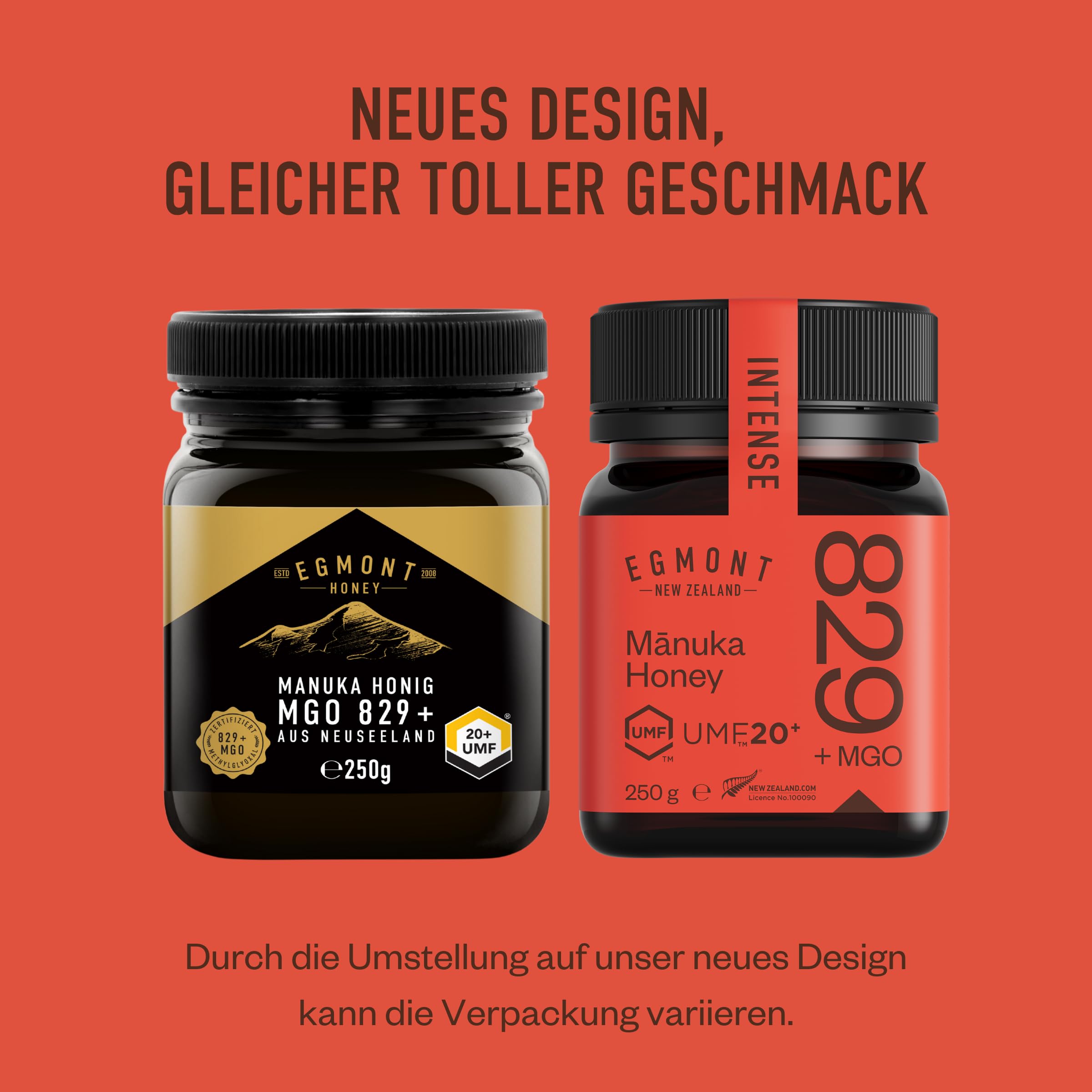 Egmont Honey Manuka Honig 829+ MGO 20+ UMF 250g | Zertifizierter MGO- und UMF-Inhalt | Roher Honig 100% Natürlich | Hergestellt in Neuseeland