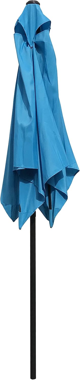 6.5 Ft Square Outdoor Umbrella Aqua with Tilt and Crank Weather Resistant Durable 6 Sturdy Steel Ribs Market Outdoor Table Umbrella - Aqua