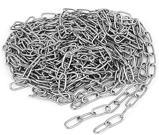 Aexit Pet Dog Material Handling Products Training Clothes Hanging 304 Stainless Steel Coil Chain Silver Coil Chains Tone M1.2x14.8Ft