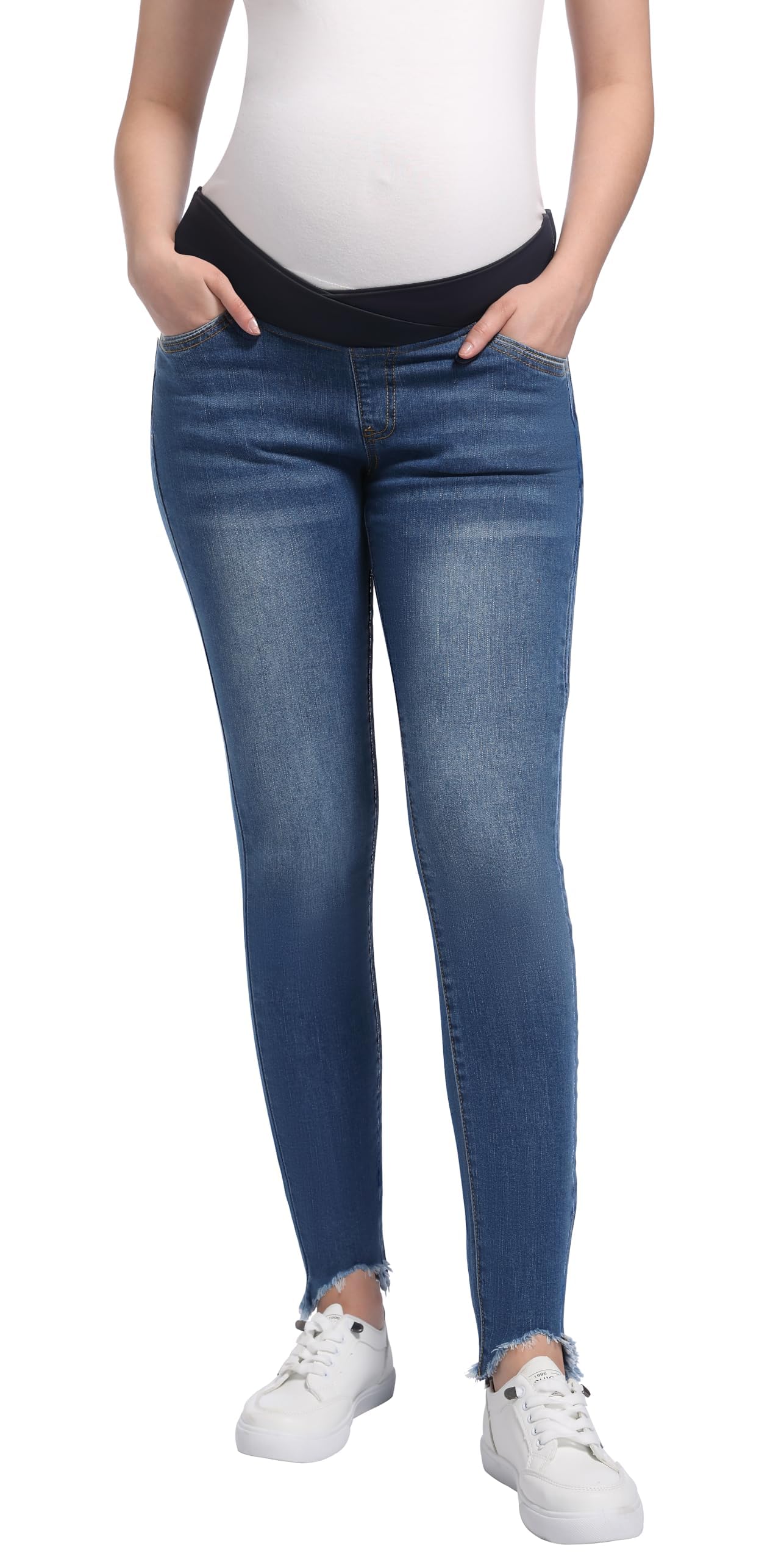 Jean Grossesse Femme Skinny Taille Basse Élastique Pantalon Grossesse