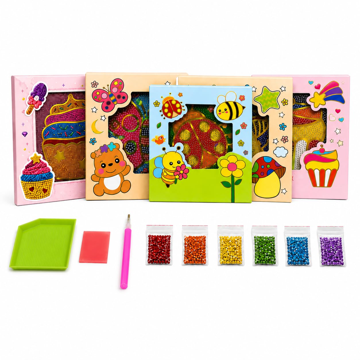 DIY Diamond Painting Kit for Kids with Wooden Frame | Full Drill Diamond Art & Craft Kit | Includes Diamond Beads, Tray, Wax & Pen | Surprise Design – Any 1 Random Design Will Be Sent | Creative Gift for Boys & Girls-image-5