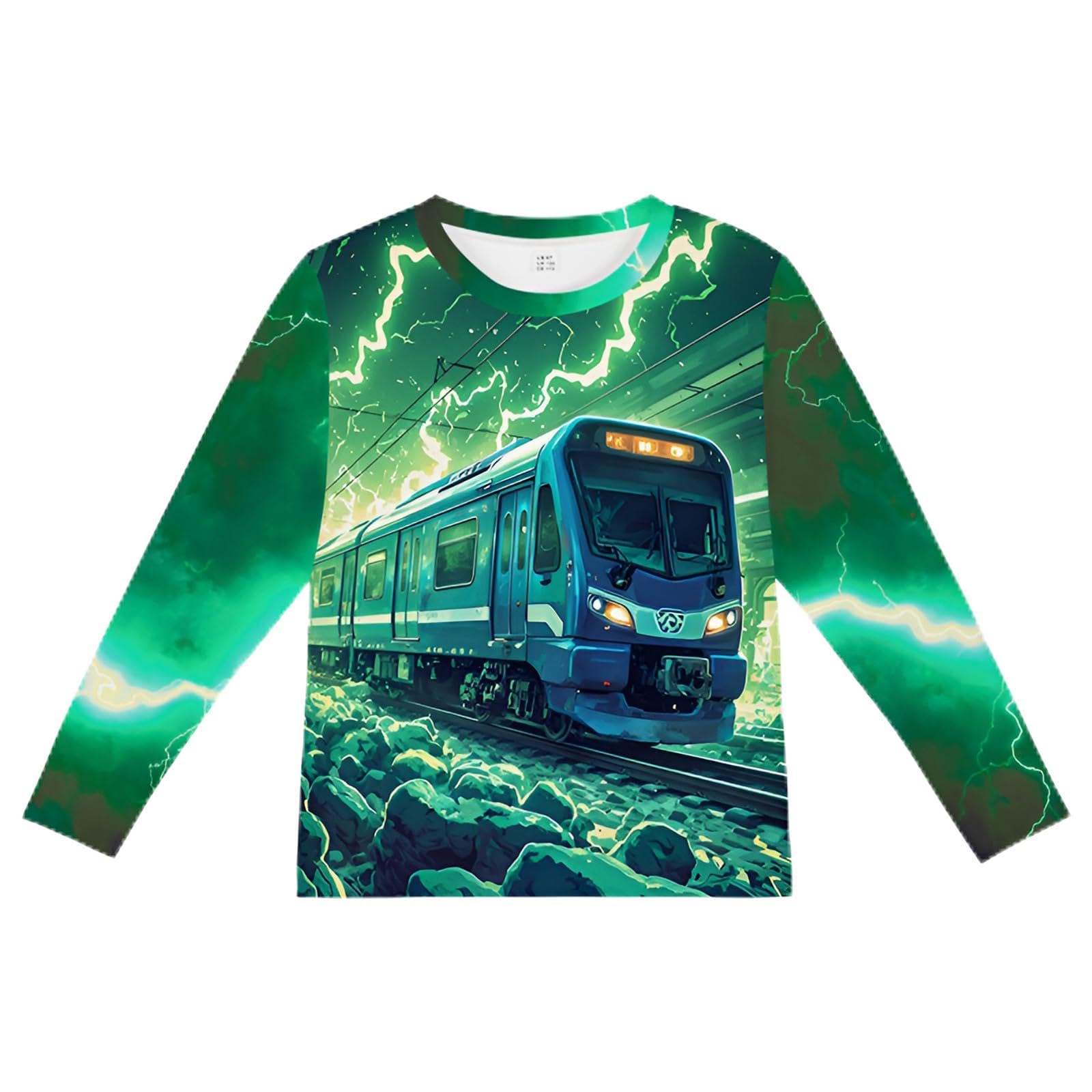 Langarmshirt Jungen Winter Blau Zug Pullover Longsleeve Zug