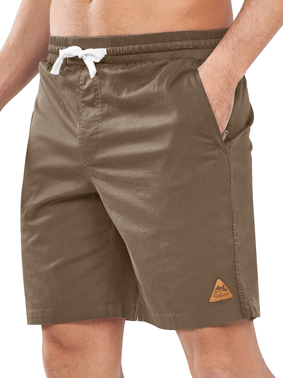 NORTHYARD Mens Casual Shorts-Cotton 9 Golf Hiking Drawstring Elastic Waist Work Shorts with Zipper Pockets