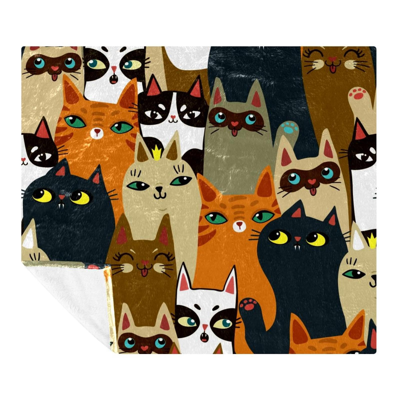 Couverture polaire chat plaid microfibre canapé lit 150x200