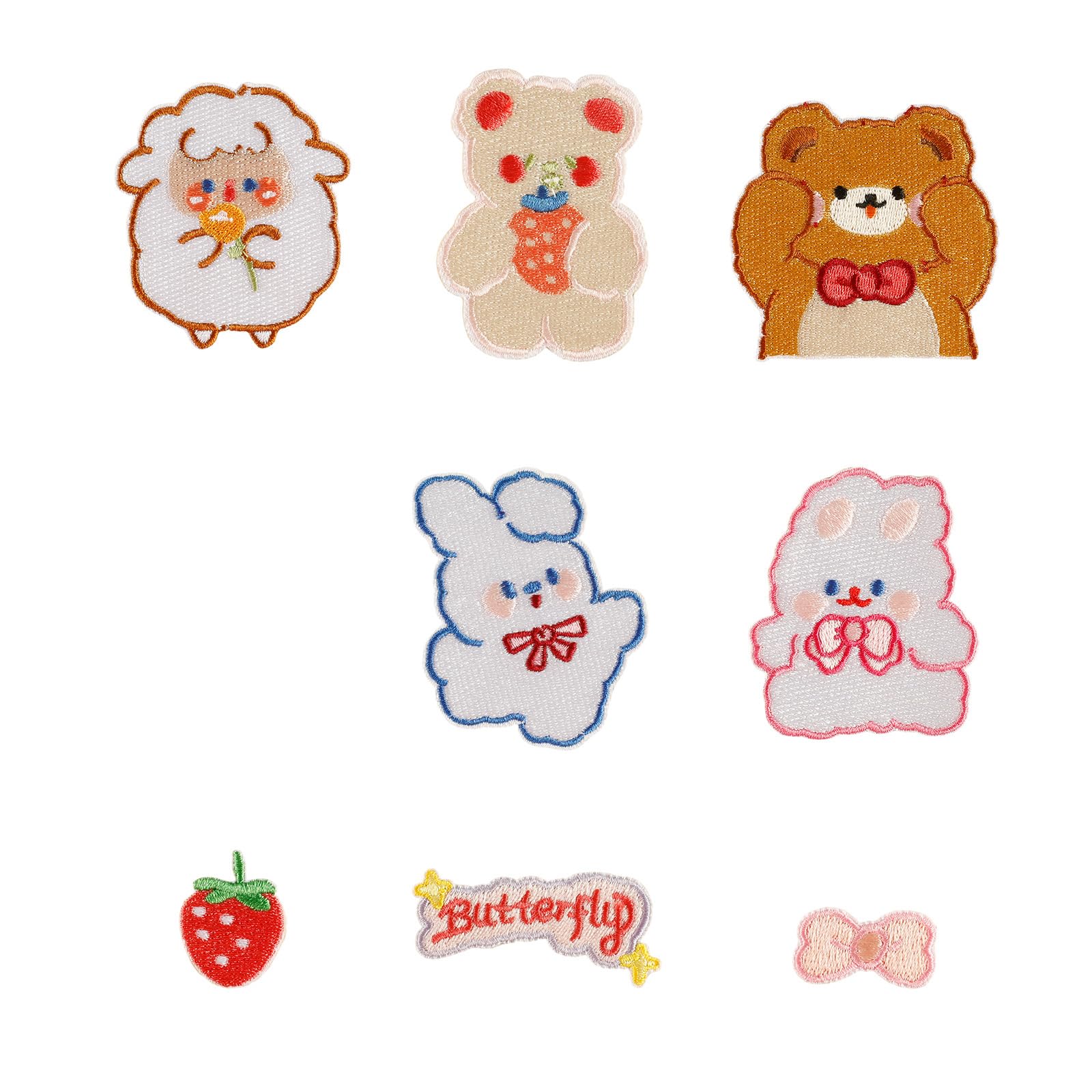 Buxuaaaa A Buxuaaa 8 Pcs Rabbits Embroidered Patches Cartoon Nimal Sewing Patches Iron On Pplique Sewing For Bag