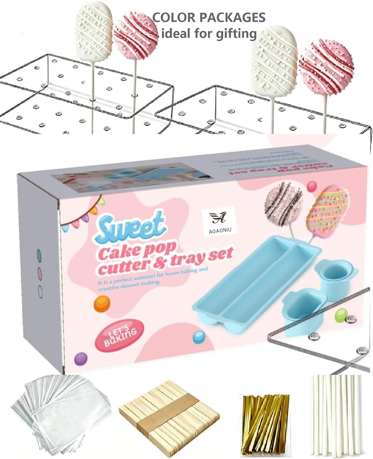 Cakesicle Cutter,555pcs,Cake Pop Mold,Cake Pop Cutter With Tray,Stand,Stick
