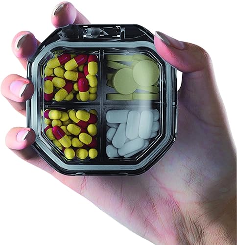 Miniatura 7 de 2 piezas pequeñas de píldoras portátiles de viaje mini pastillero de vitaminas lindo diario de 4 y 6 compartimentos contenedor de píldoras para