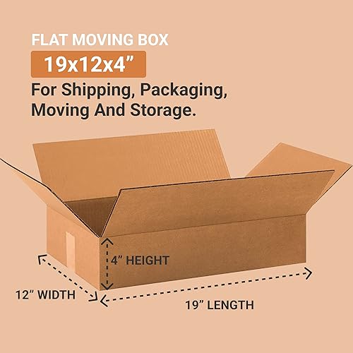 Miniatura 3 de AVIDITI Cajas de cartón corrugado de 19 x 12 x 4, planas de 19 pulgadas de largo x 12 pulgadas de ancho x 4 pulgadas de alto, paquete de 25  Envío,
