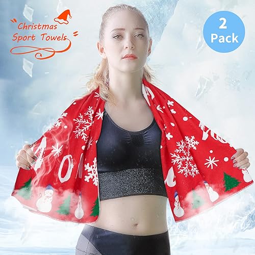 Miniatura 7 de Juego de 2 toallas de baño de Navidad, toallas de playa con copos de nieve rojos de gran tamaño, toallas de Navidad suaves y grandes para baño,