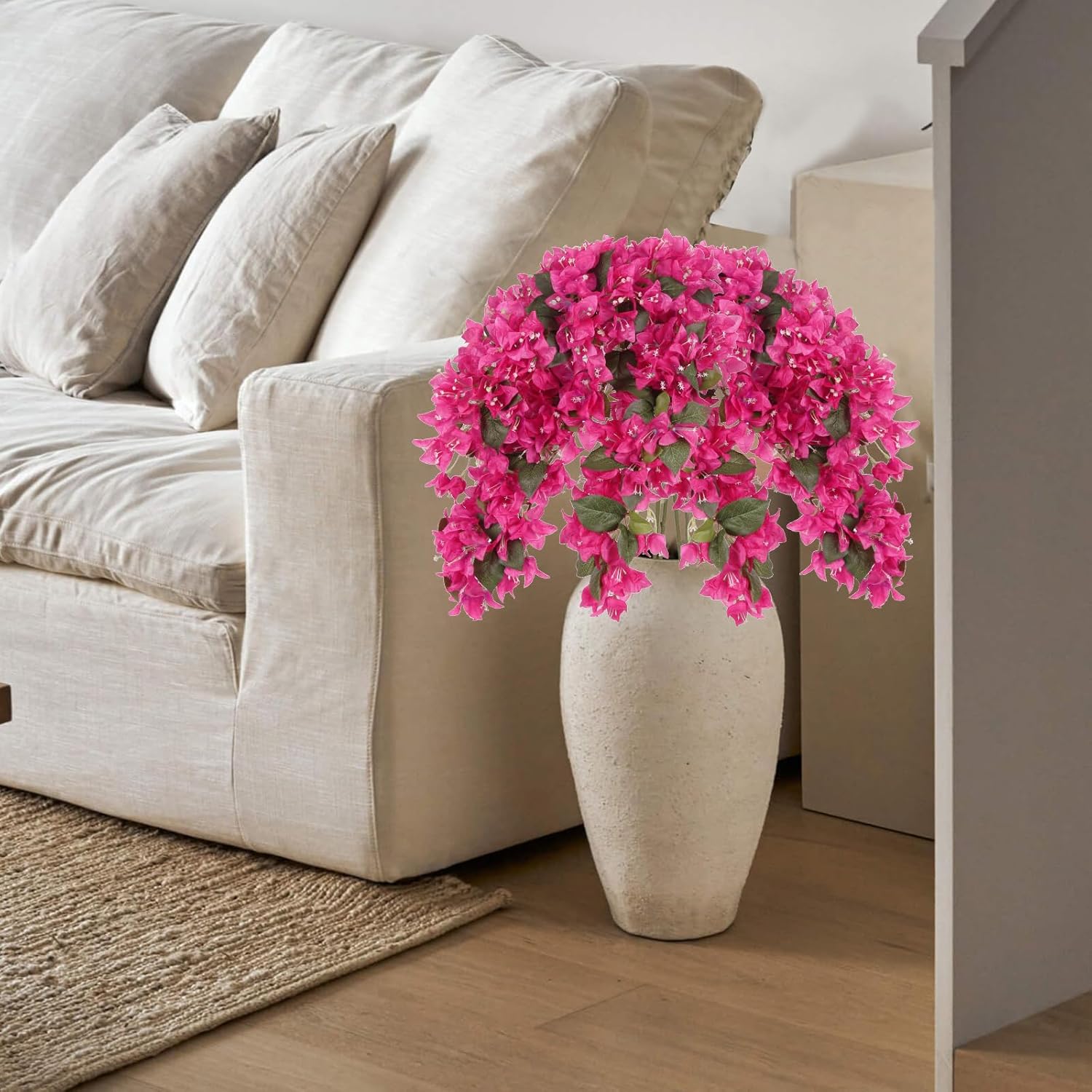 IPOPU 4PCS Bougainvillea Artificial Flowers 42" Long Stem Pink Faux Silk Bougainvillea Flowers Fake Hanging Flower Branches for Wedding Table Centerpieces Home Garden Arch Wall Decorations (Deep Pink) - Image 7