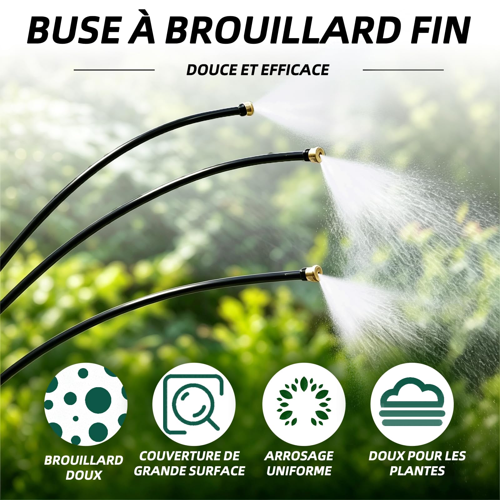 Système de brumisation autonome 10m – Terrasse & Jardin. Refroidissement efficace pour personnes, animaux et plantes. Idéal piscine et barbecue.