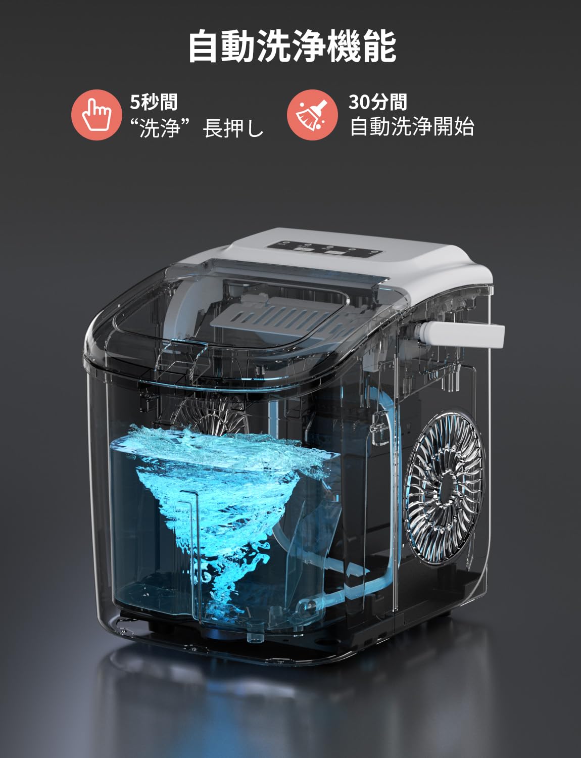 Amazon.co.jp: CROWNFUL 製氷機 家庭用 1.2L 高速製氷 自動洗浄 2種類