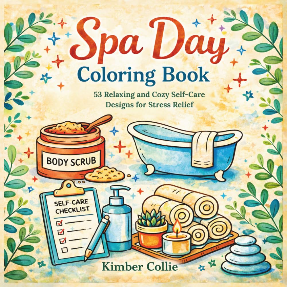 Spa Day Coloring Book: 53 Relaxing and Cozy Self-Care Designs for Stress Relief
