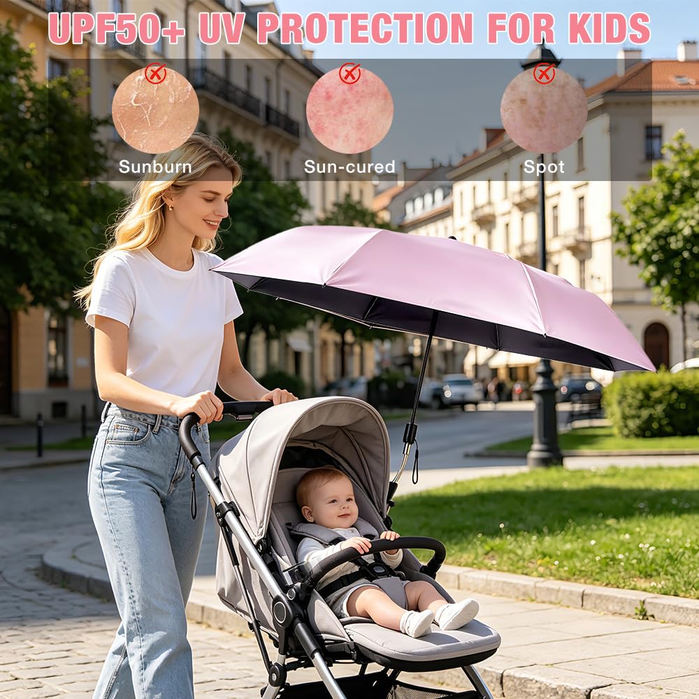 Ombrelle Universelle Pour Poussette, Parapluie De Protection Solaire Pour Landau, Parasol Anti UV 50+ Pour Landau, Parasol Poussett Bébé Universelle, Pour Poussette Et Buggy, Flexible Et Orientable