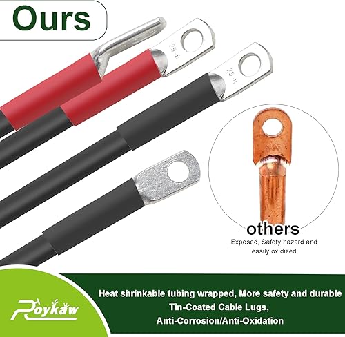 Miniatura 3 de Roykaw Cables de batería de carrito de golf de calibre 4 para modelos Club Car DS 1995 en adelante de 48 voltios, terminales de cable de cobre puro