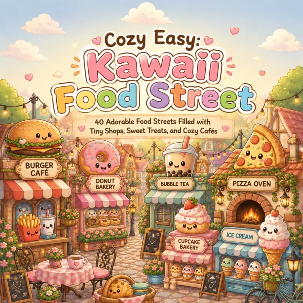 Cozy Easy: Kawaii Food Street: 40 Adorable Food Streets Filled with Tiny Shops, Sweet Treats, and Cozy Cafés