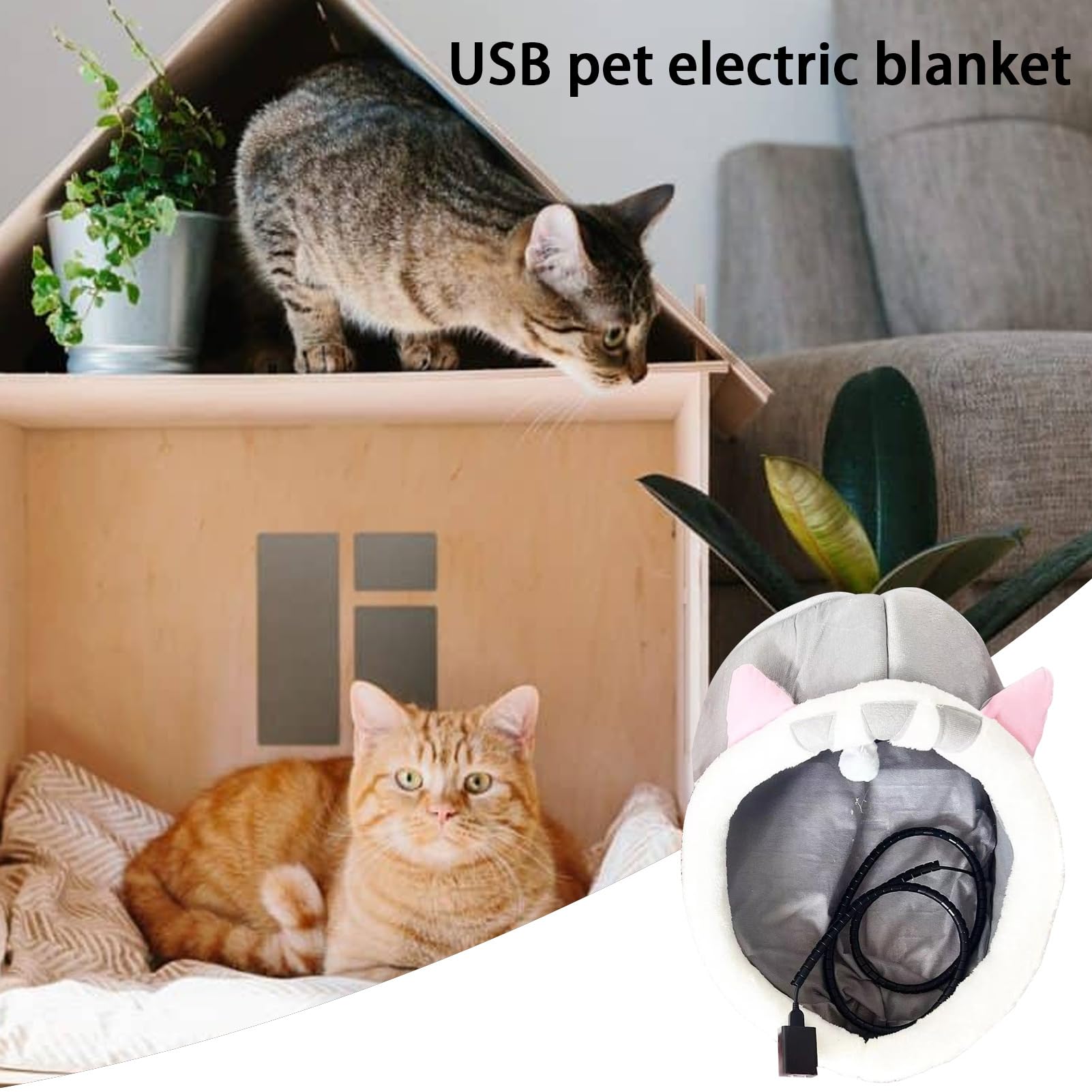 Cuccia per cani riscaldata – Cuccia coperta riscaldata USB per animali | domestici con protezione dal surriscaldamento, cuccia per cani e gatti lavabile rimovibile per l'inverno, il freddo