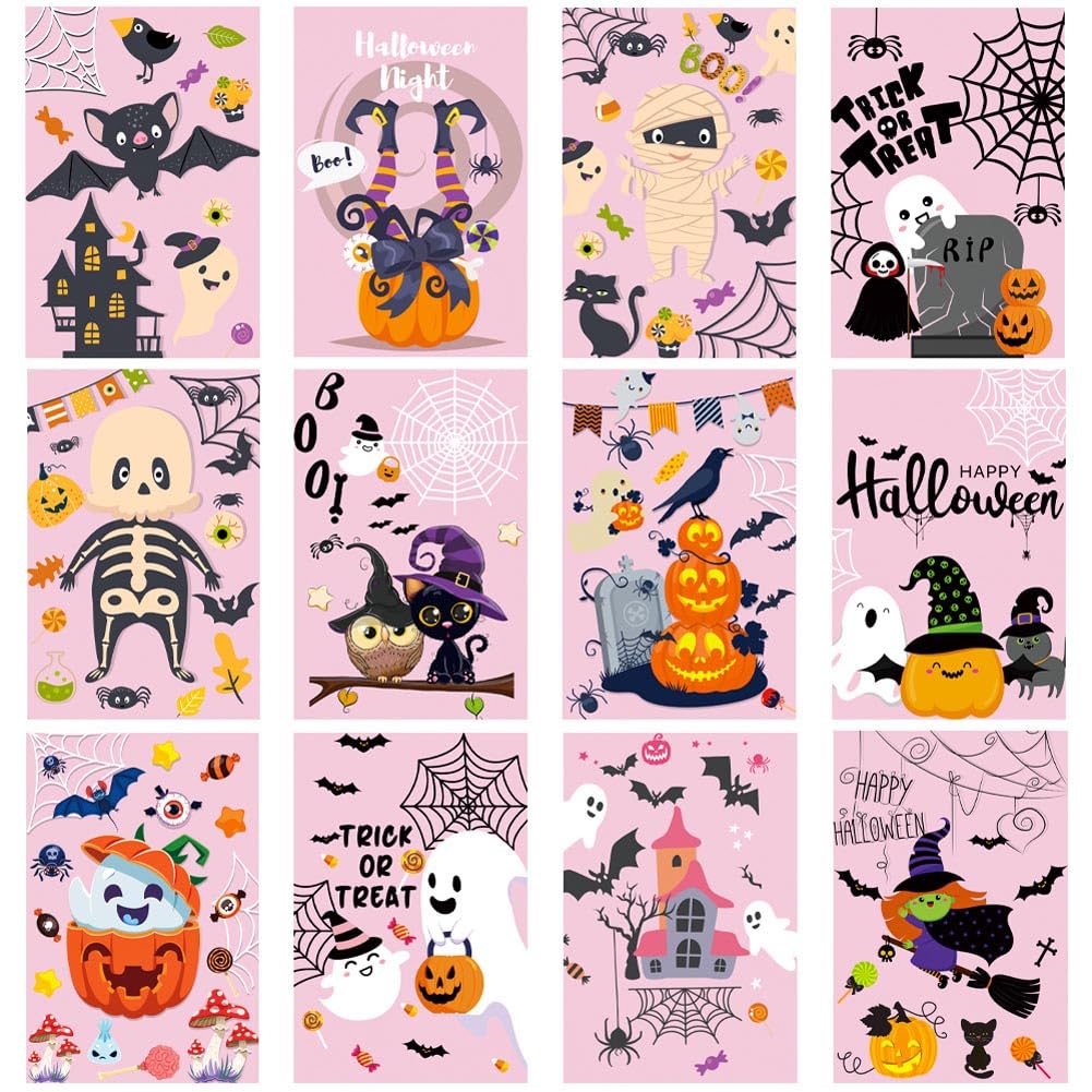 Halloween Greeting Card, 12pcs Halloween card postcard Halloween Greeting Cards, Halloween Party Celebration Supplies