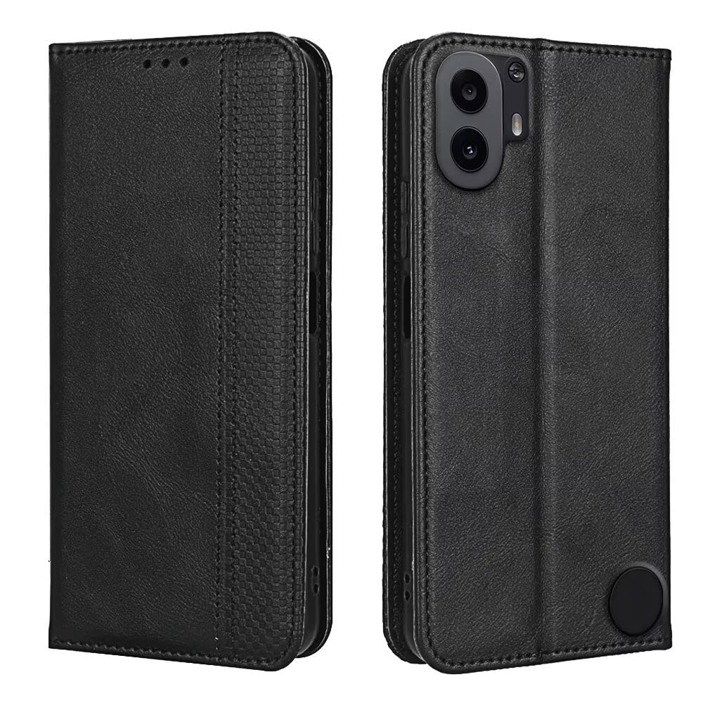 EASSGU Etui na telefon komórkowy do CMF Phone 1 (6,67 cala) Flip Folio PU skóra magnetyczna etui ochronne z przełącznikiem magnetycznym [3 przegródki na karty] [1 portmonetka] Stand Case - czarne