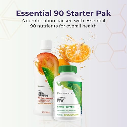 Miniatura 2 de Youngevity Essential 90 Pak - Combo multivitamínico todo en uno Ultimate Tangy Tangerine + Ultimate EFA - 90 vitaminas esenciales, minerales,