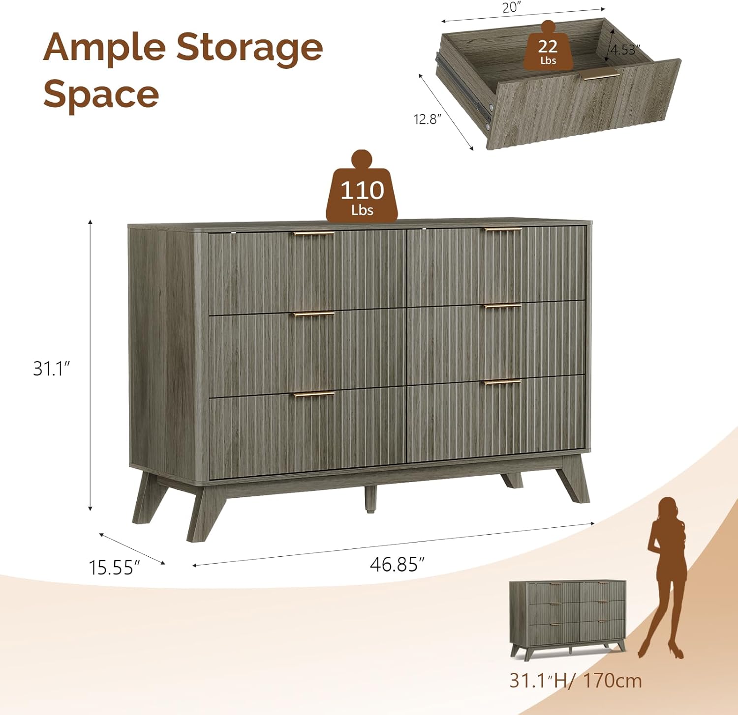 Dresser dimensions and weight capacities