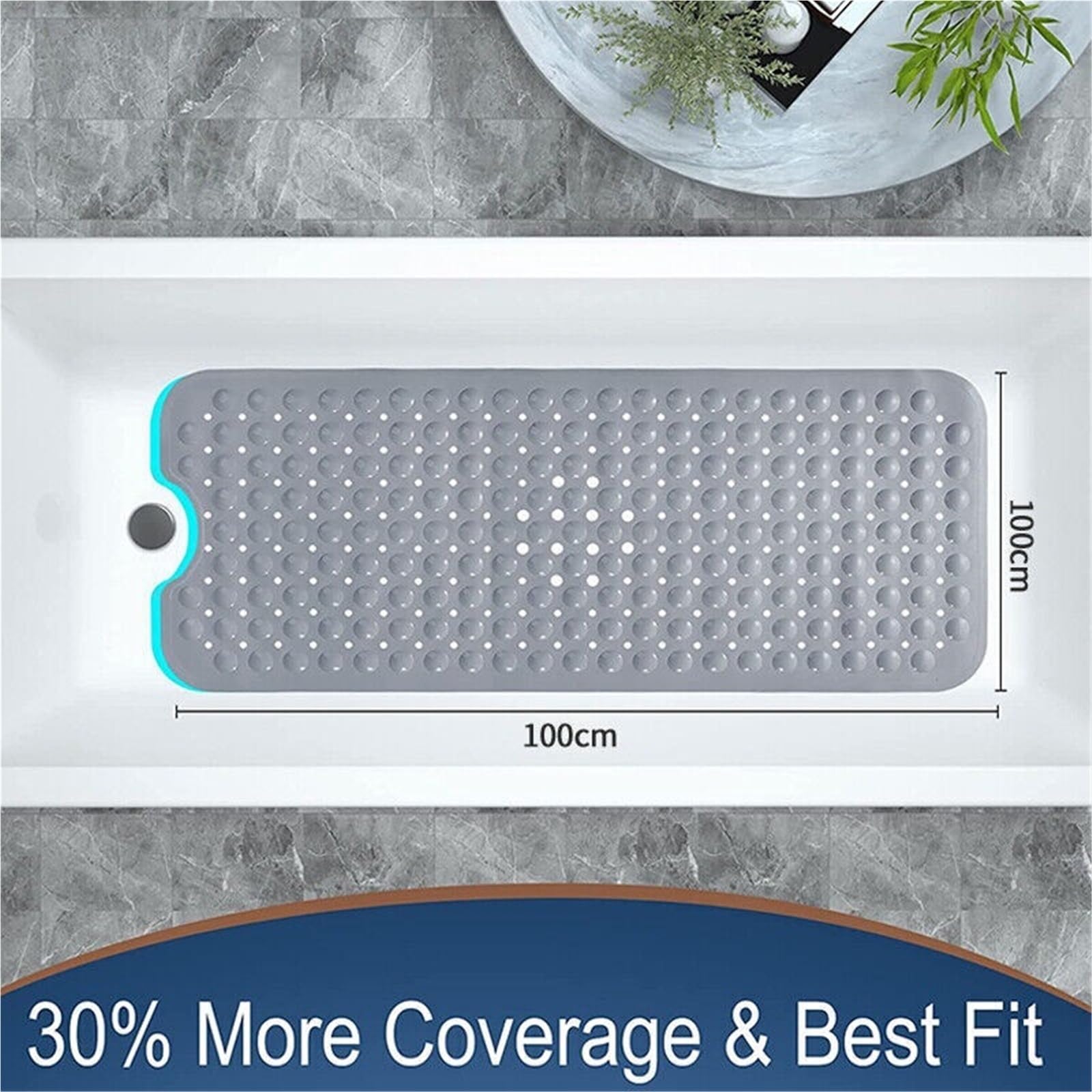 Antirutschmatte füR Badewanne 100 x 40 cm rutschfeste, schnell trocknende Badematte aus PVC