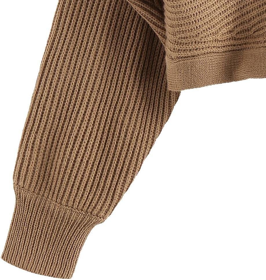 ZAFUL Women's V Neck Cropped Sweater Ribbed Knit Pullover Tops Sexy Drop Shoulder Jumpers - Image 3