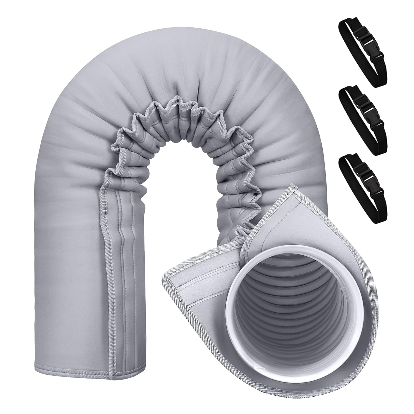 Cubierta Aislante para Tubo de Aire Acondicionado Portátil,Funda Protectora Térmica Universal para Manguera de Escape Ø 12.7-15cm,Reduce el Calor,Ahorra Energía,Instalación Fácil (Gris*1)