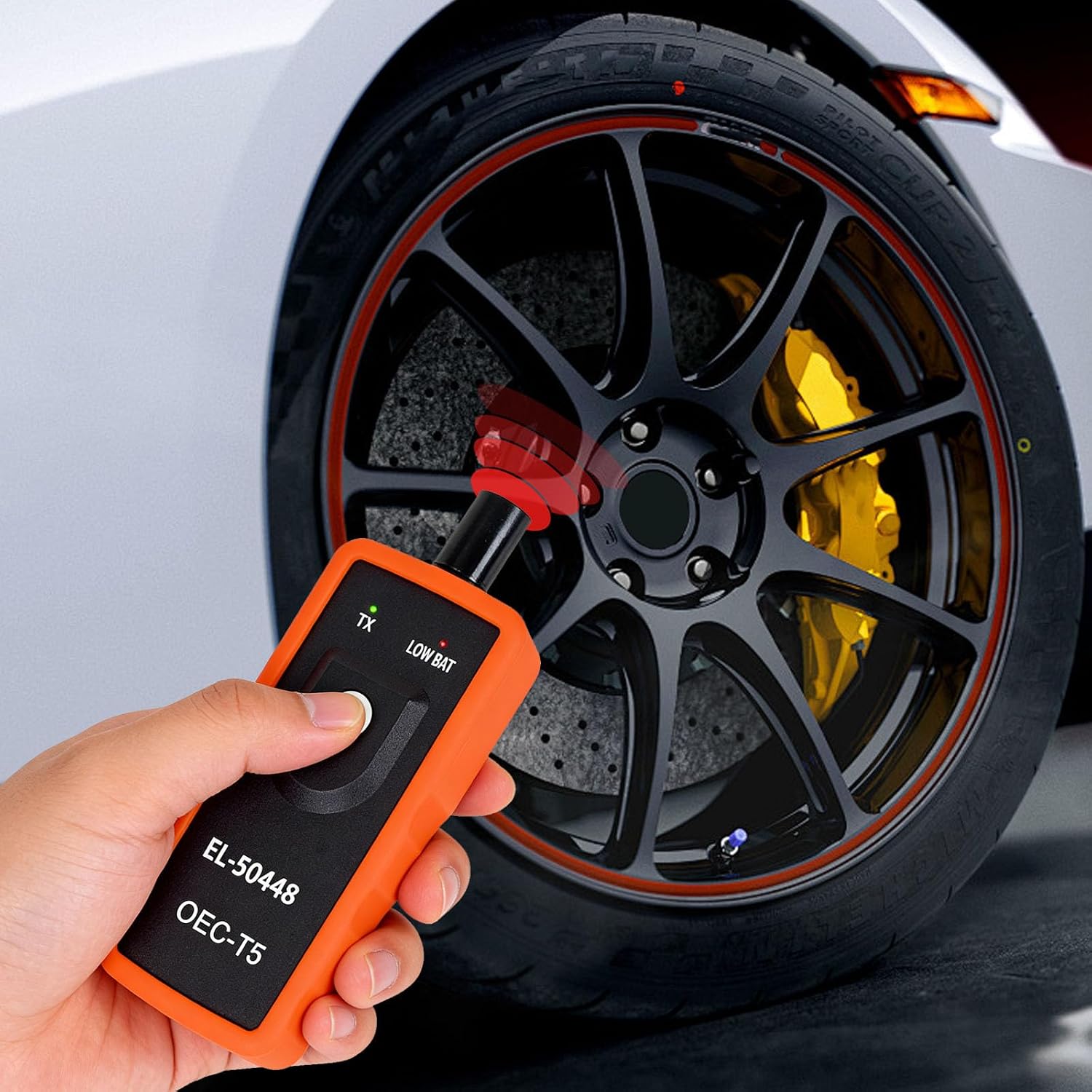 TPMS Relearn Tool, Tire Sensor Programming Device, TPMS Reset Tool for Tire Pressure Sensor Activation, Diagnostic Training Module for Cars Trucks SUVs, Vehicle Monitoring Accessories (Orange)