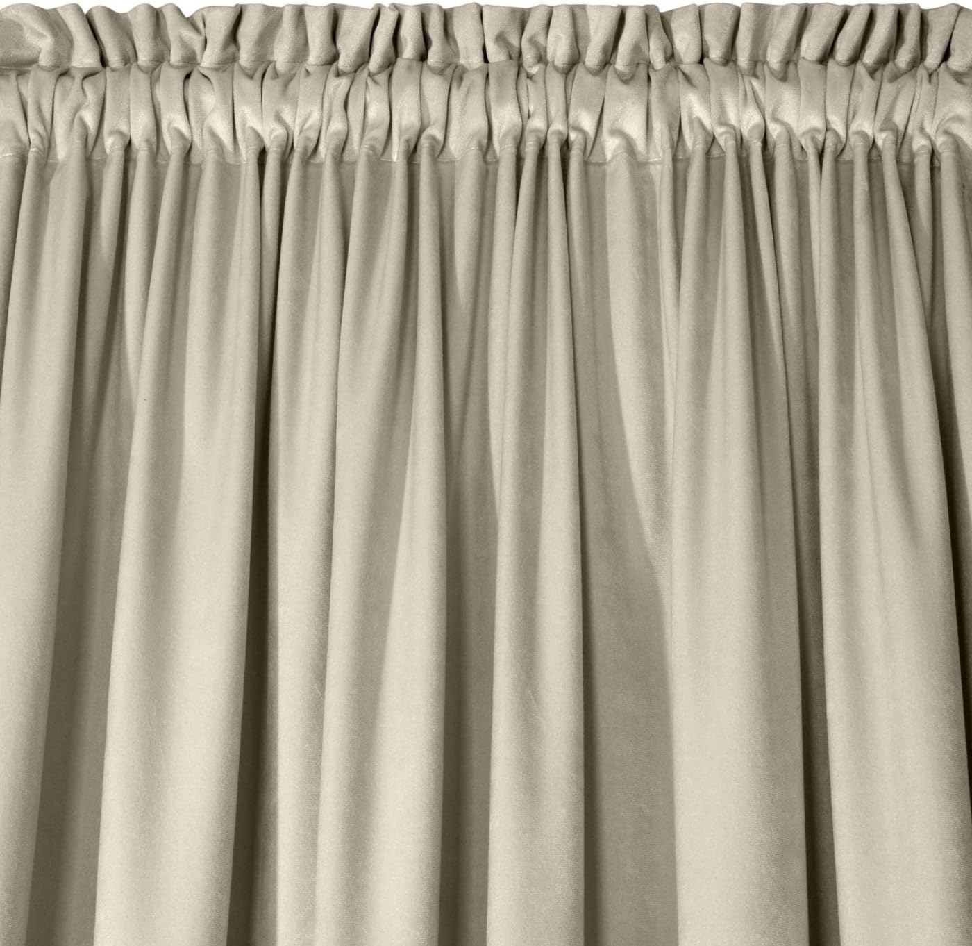 Velvet Curtain with Ruffle Tape, Opaque Curtains, Velvet Velour, Pink, 135 x 270 cm