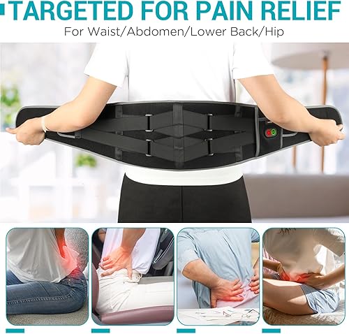Miniatura 5 de Comfytemp Almohadilla térmica inalámbrica con masajeador para aliviar el dolor de espalda, masajeador portátil de espalda baja con correas