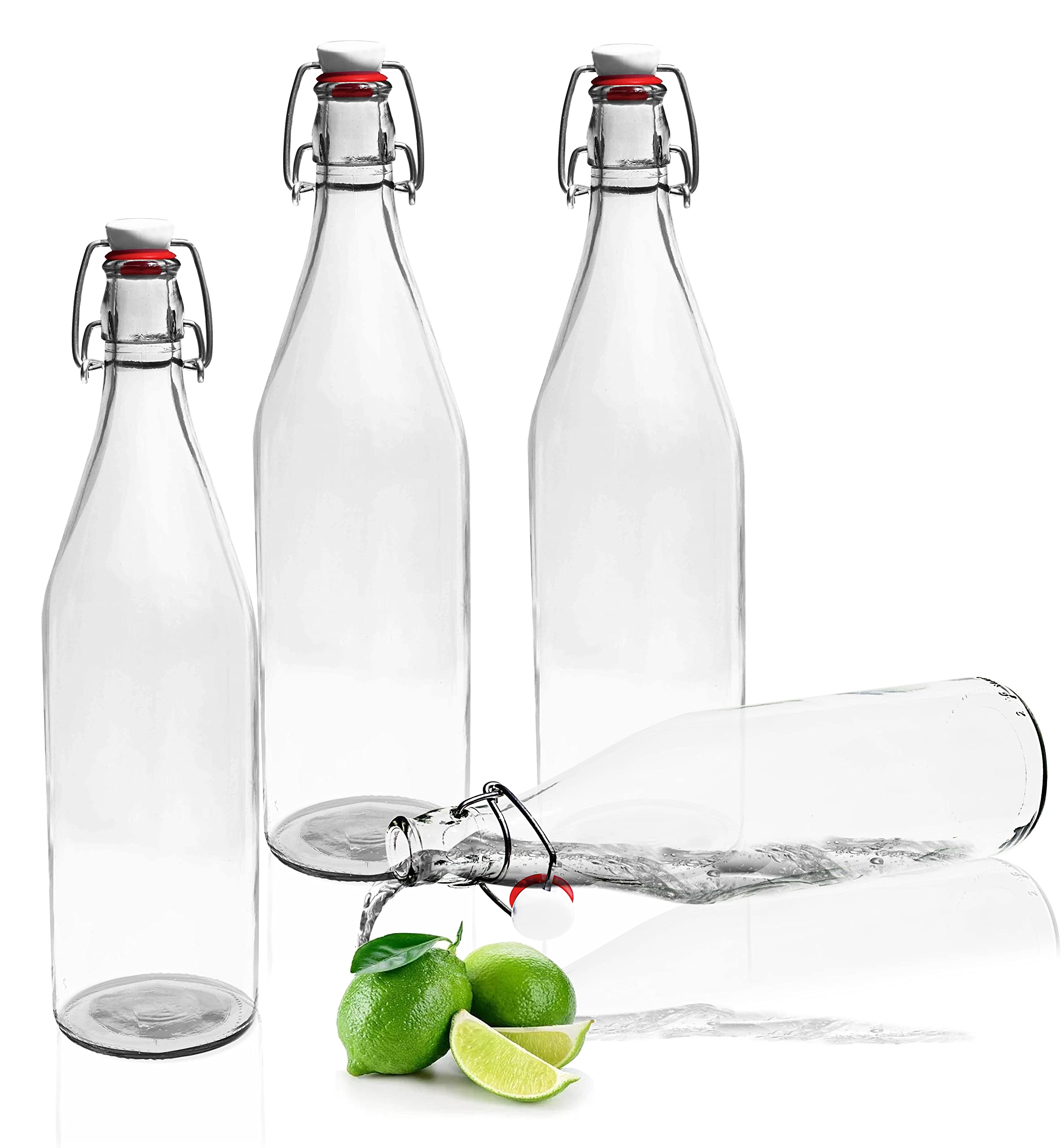 Amishaine Clear Glass Water and Beverage Bottle with Stainless Steel Lock for Serving Beer Juice Cold Drinks and Other Beverages securely at Home, kitchen-550 ml 3