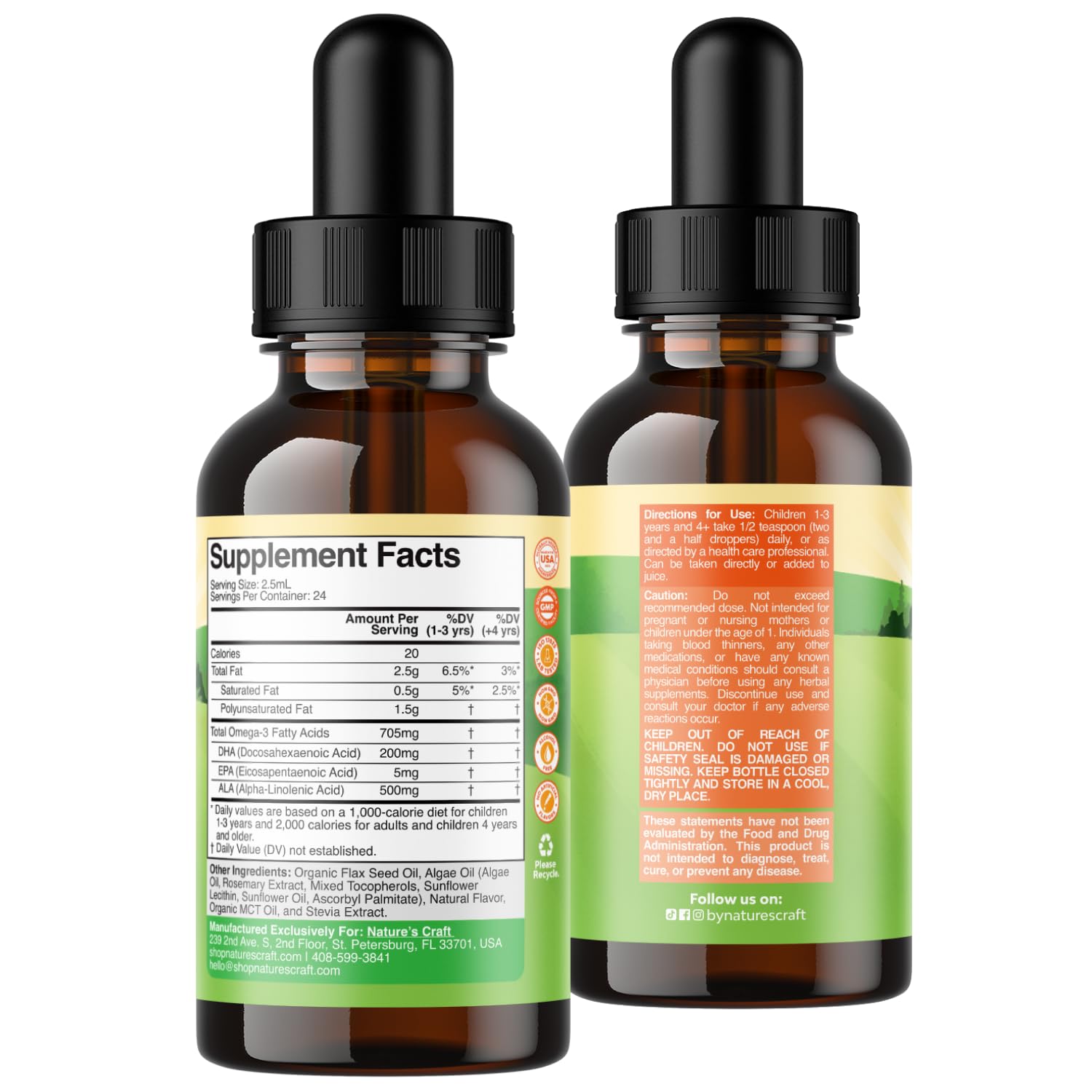 Kids DHA Omega 3 Drops - Fatty Acids Omega 3 6 9 for Brain, Immune Strength & Vision - Nutritional DHA for Kids for Healthy Nervous System & Focus Support - Liquid Supplement with EPA & ALA - 2 Fl Oz — Amazon image 7