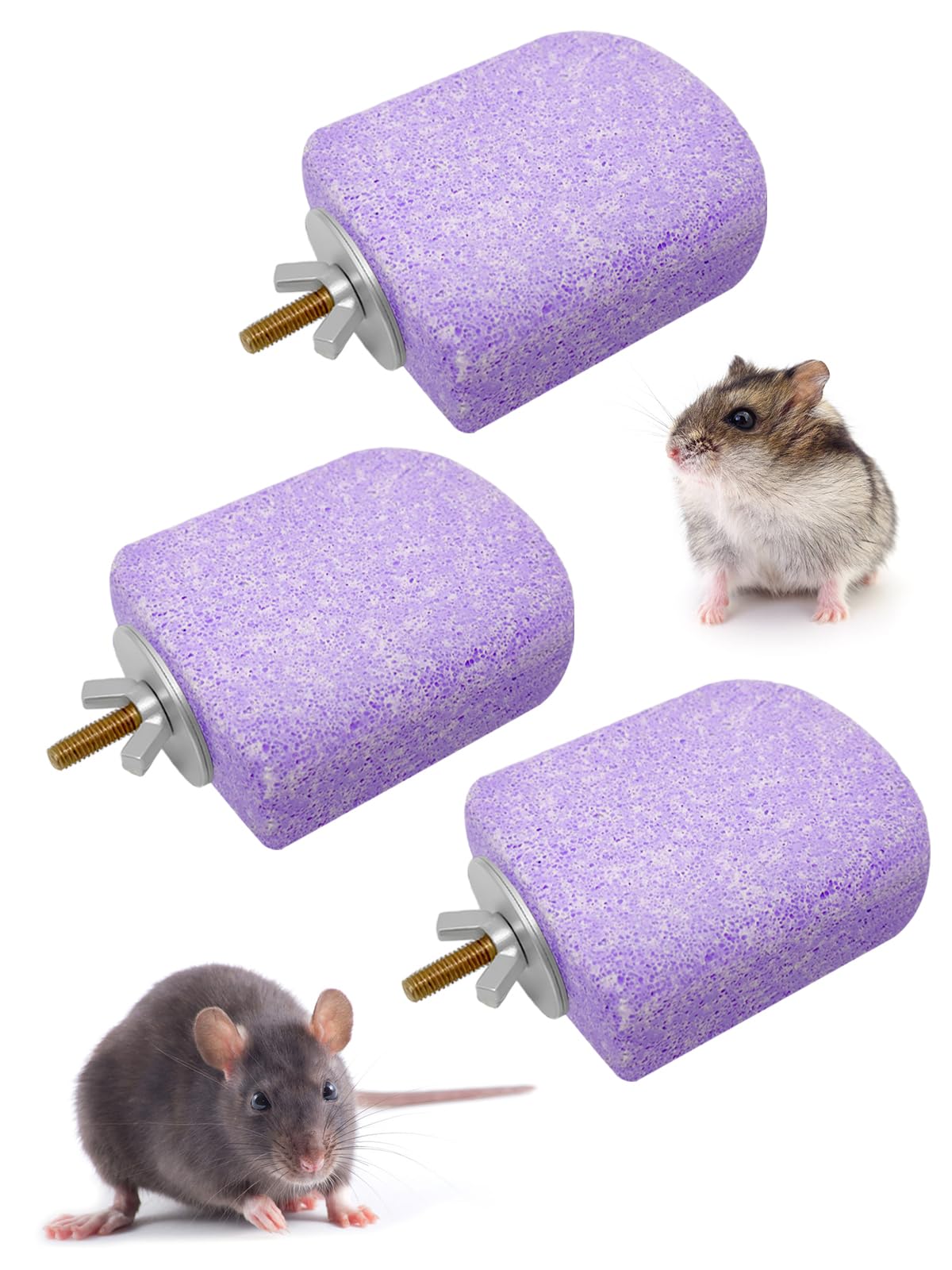 Niwaes Lava Ledges for Rats 3 Pack Hamster Climbing Ledge Platform Pumice Ledge Shelf Pet Chewing Grinding Toys Small Animals Cage Accessories for Mouse Guinea Pig Gerbil Purple