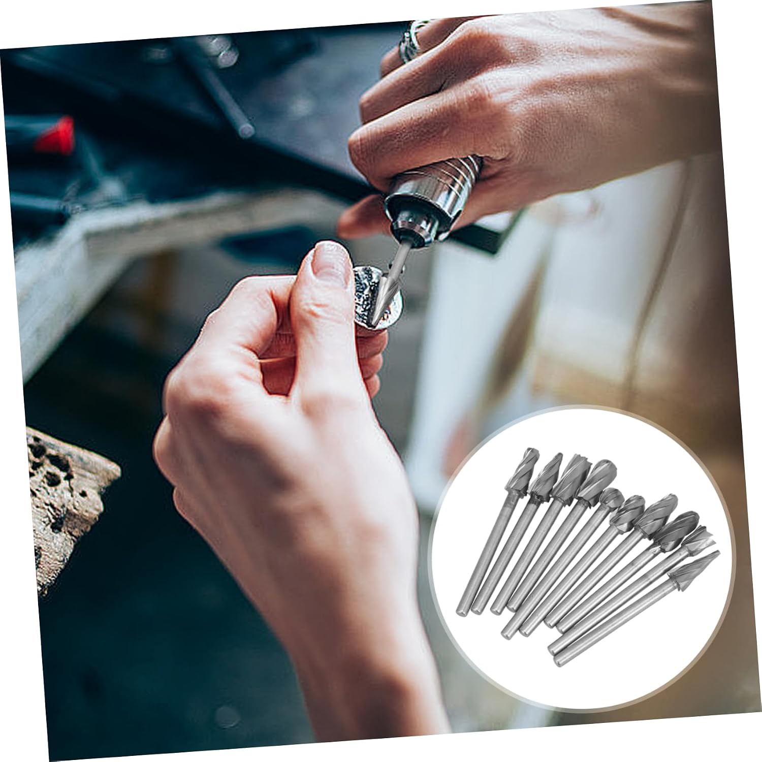 Unomor Power Tools Accessory 10pcs Carbide Rotary Files Grinding Bits Metal File Die Accessories Engraving Milling